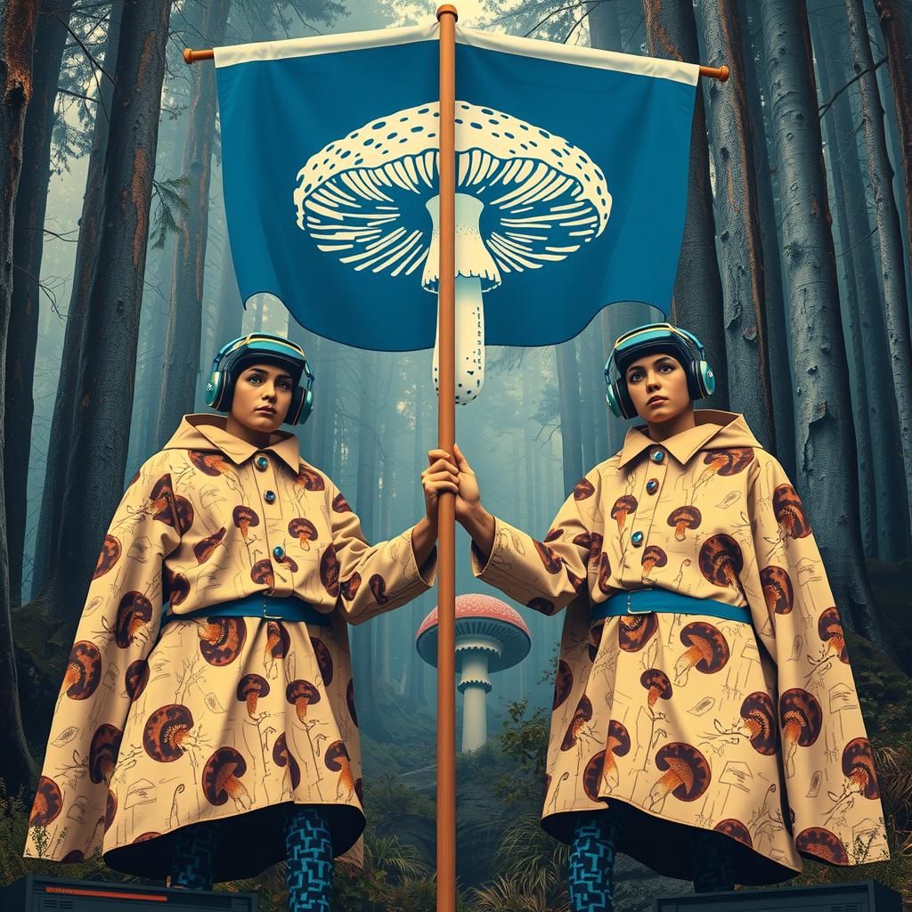 Surreal Mushroom Bureaucrats Count Colossal Fungi