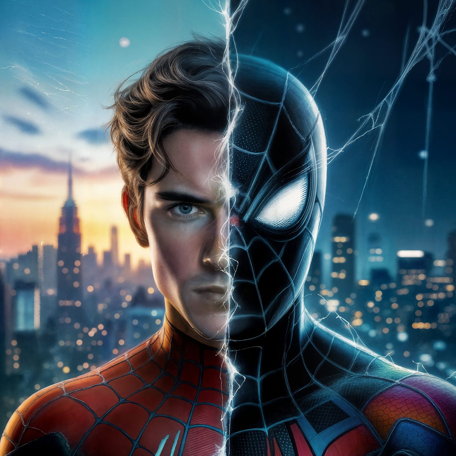 Spider-Man's Dual Identity: A Movie Poster Artwork