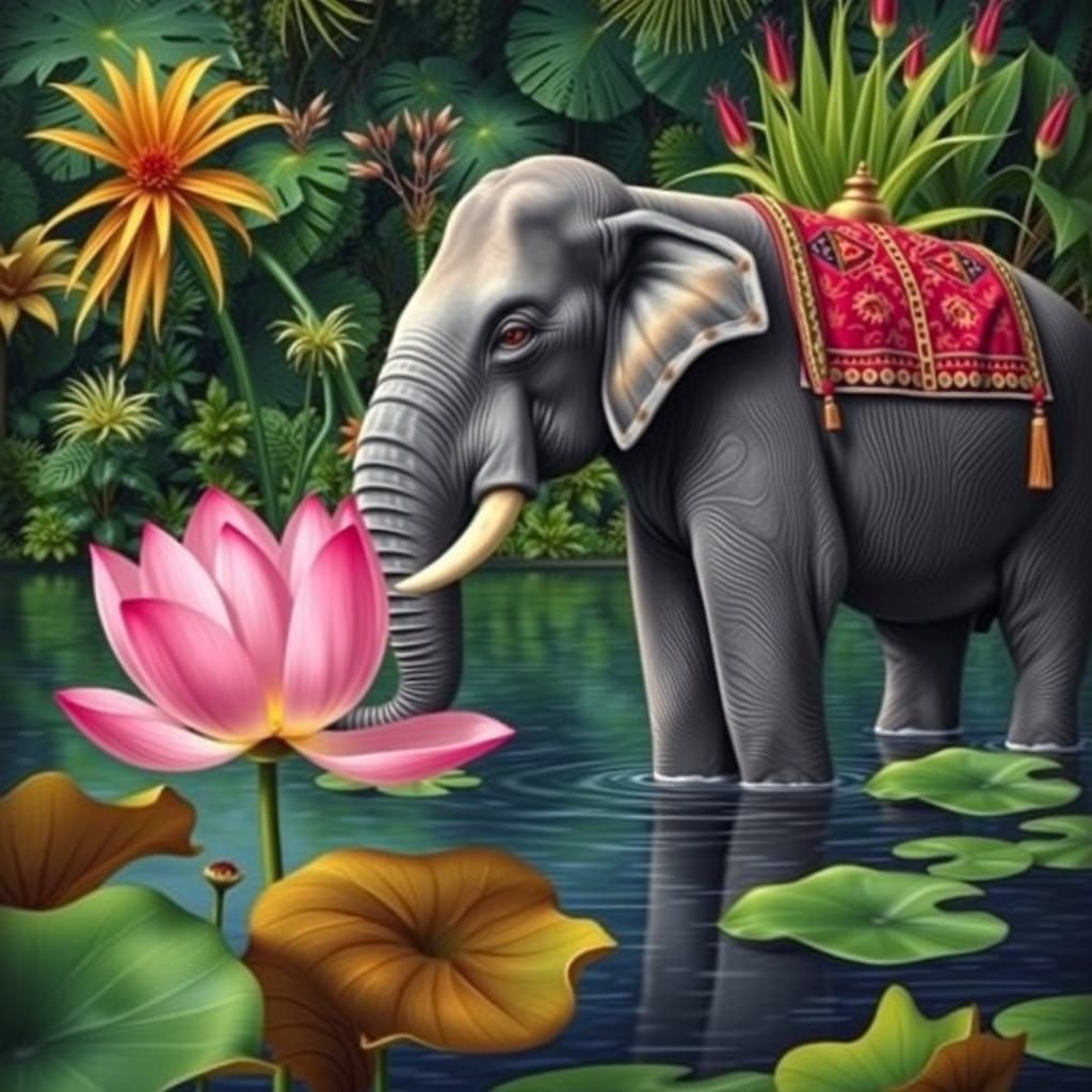 Lotus in Serene Indian Rainforest