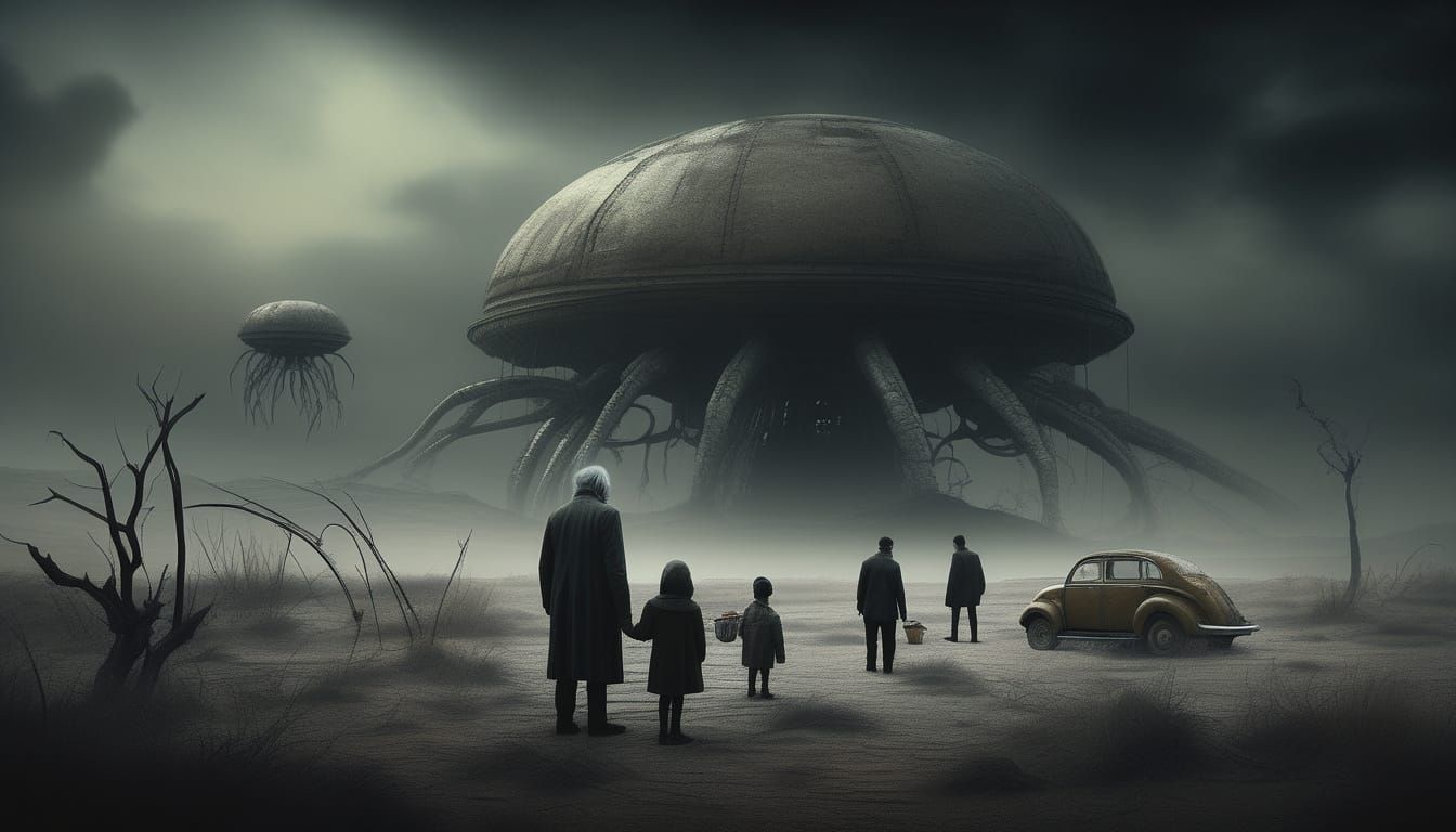 Post-Apocalyptic Family Foraging in Surreal Biomechanical La...