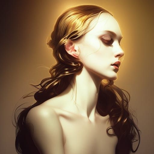 Eerie Ballerina Portrait in Gold Lighting