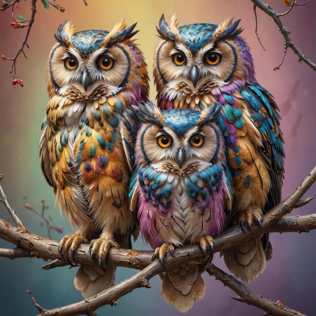 3  fluffy owls