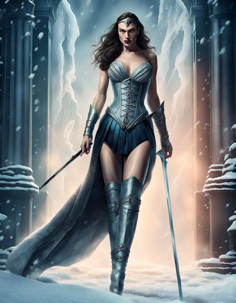 Ice Queen Digital Illustration in Film Noir Style