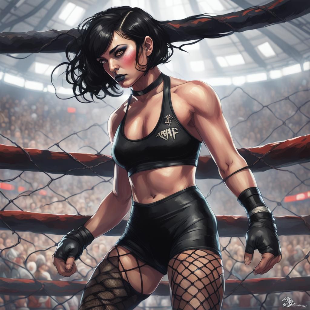Goth Wrestler Portrait in Hyperdetailed Digital Art