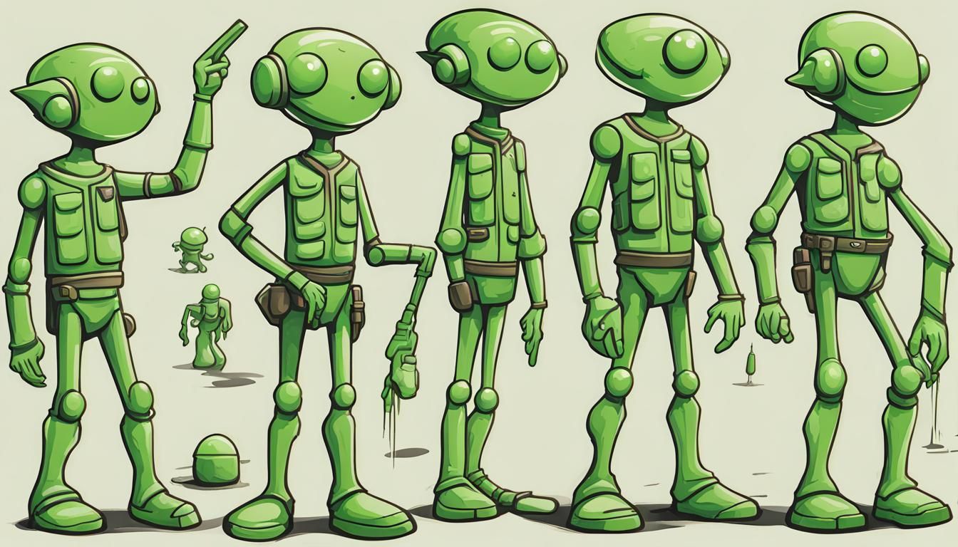 Full Body Image of Little Green Men