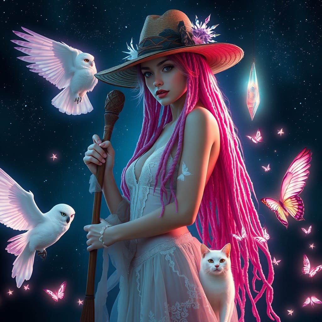 Dreamlike Portrait of Enchanting Russian Beauty in Starlit N...