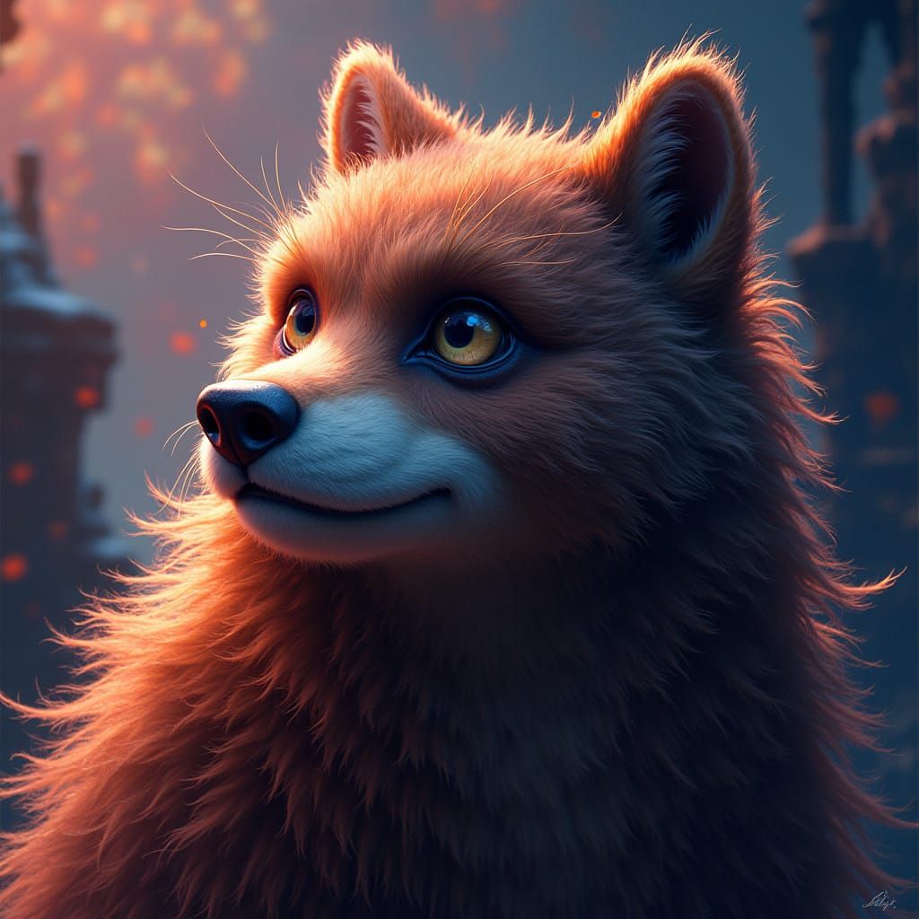 Majestic Furry Creature in Dramatic Illumination