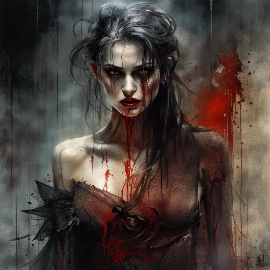 Seductive Vampire Woman in Dark Fantasy Style