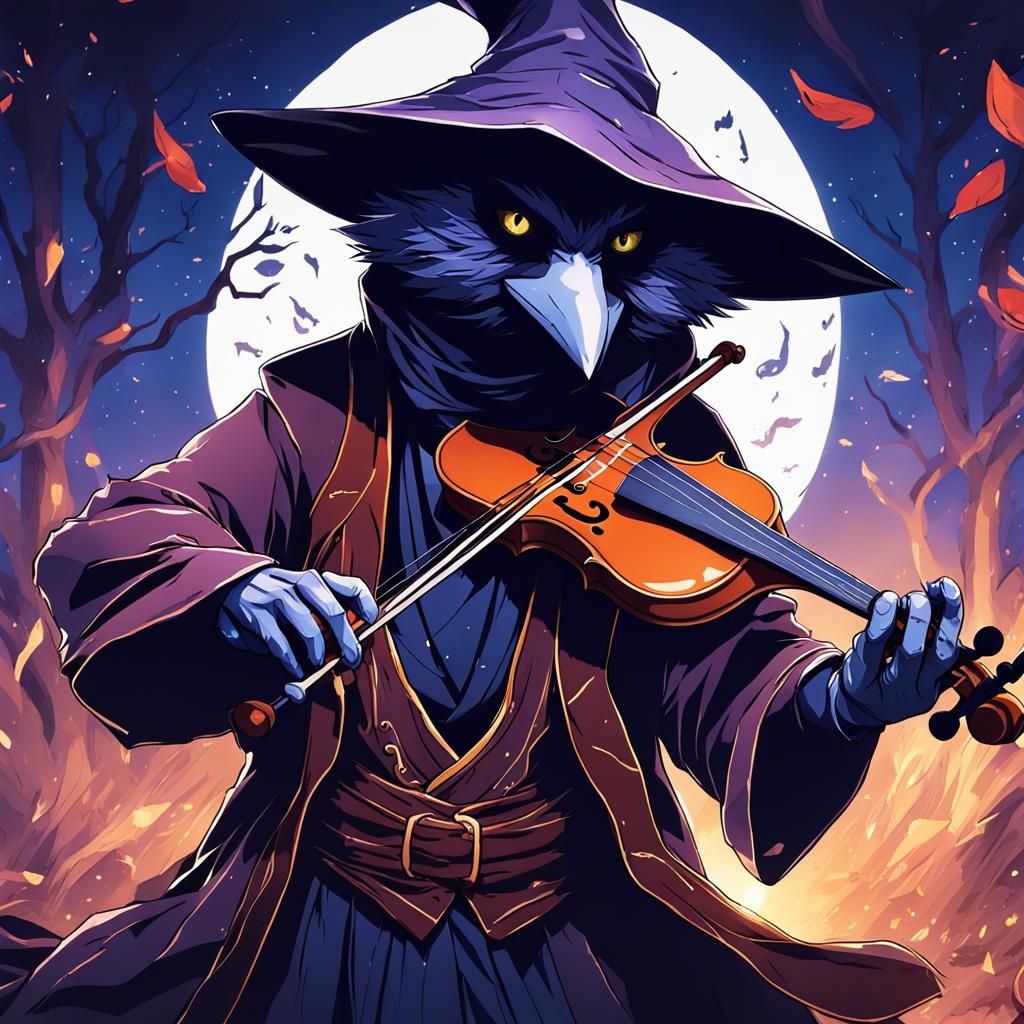 Kenku Bard Plays Violin in Anime Style