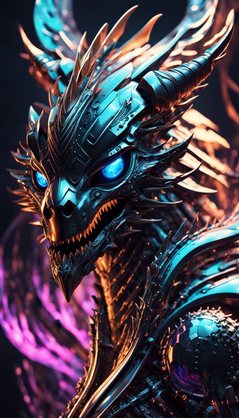 Cybernetic Chimera Goddess in Shimmering Slime Armor