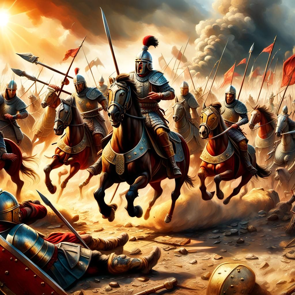 Epic Medieval Battle Scene: Roman vs Barbarian