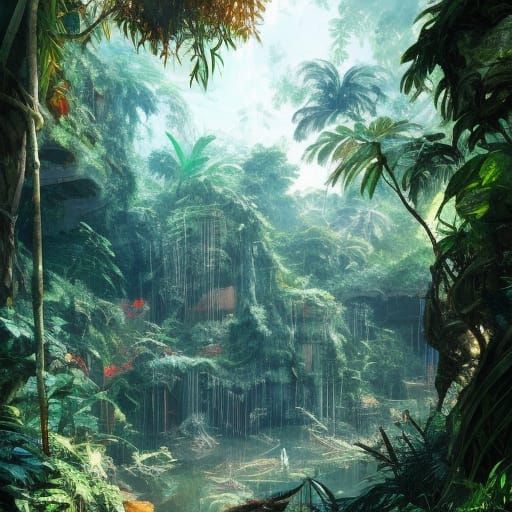 Jungle Ruins Reflected: A Cel-Shaded Masterpiece