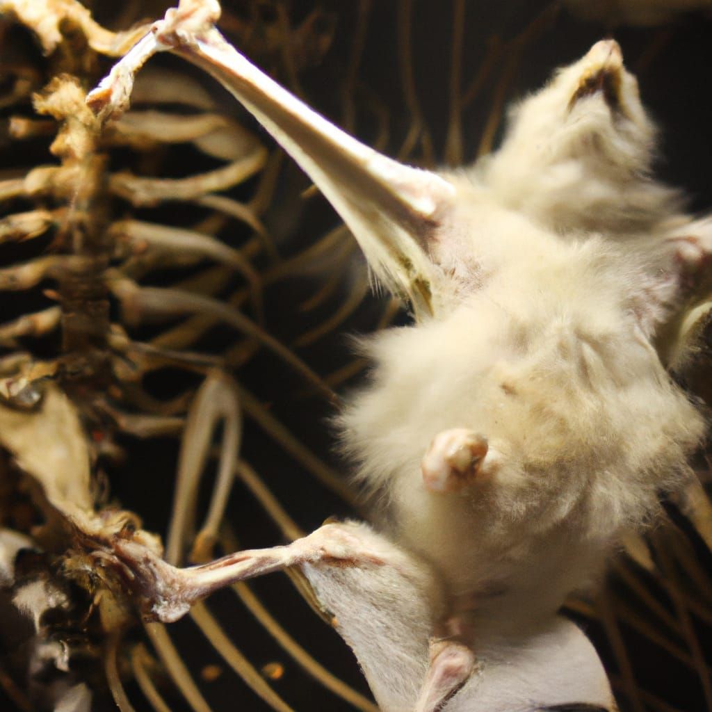 Fluffy White Fruit Bat Skeleton