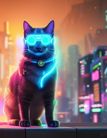 Cute Cyberpunk cat
