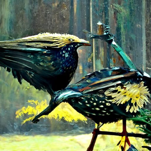 Starling in Flight: Oil Painting