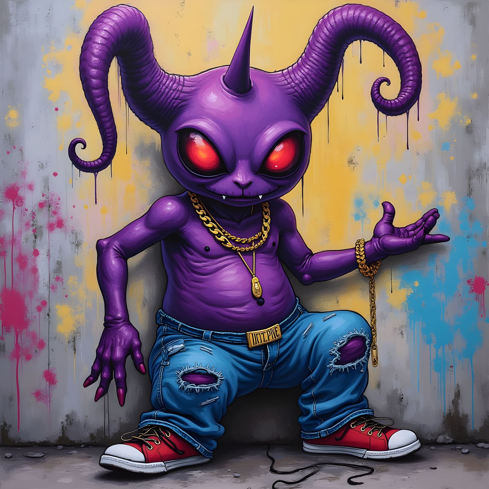 Graffiti Art: One-Eyed, One-Horned Purple People Eater