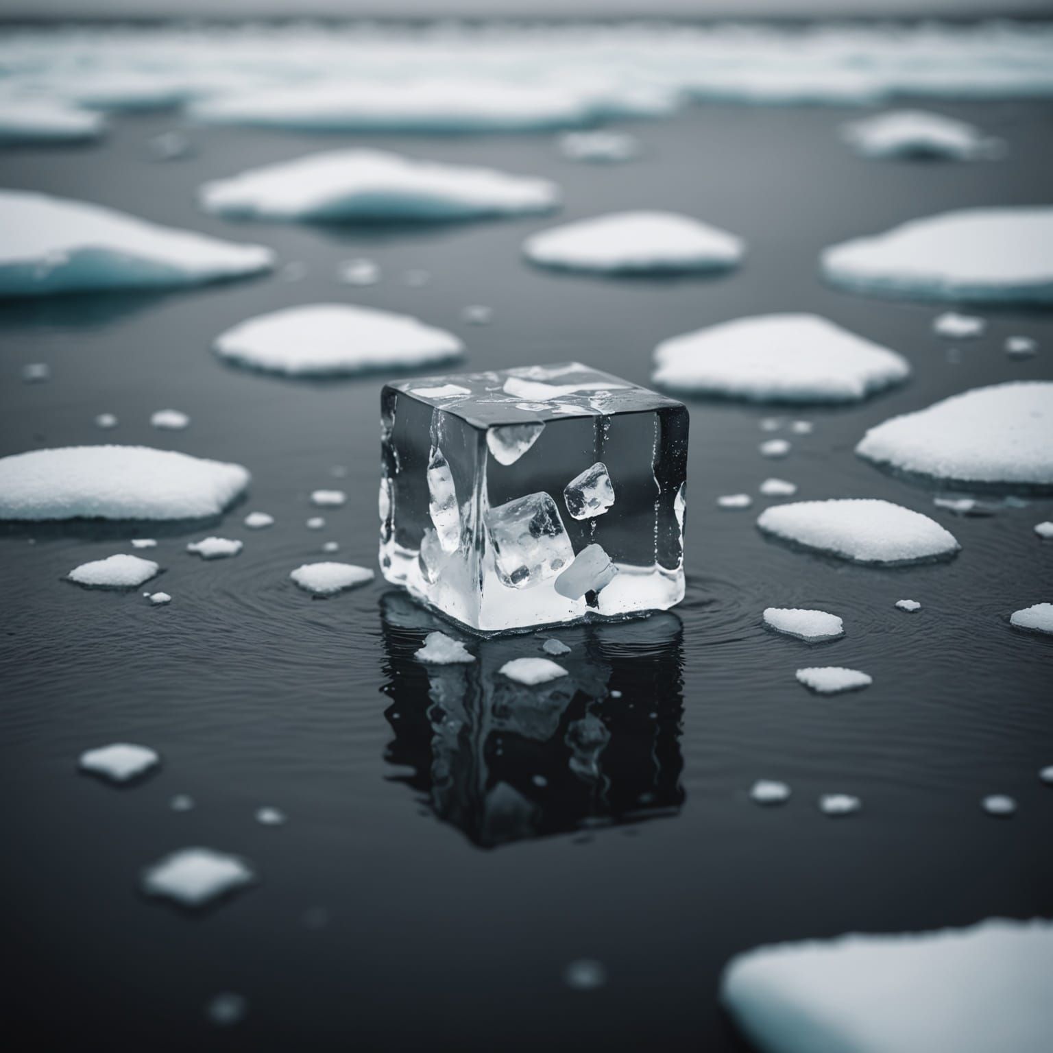 Arctic Miniature Scene in Black and White