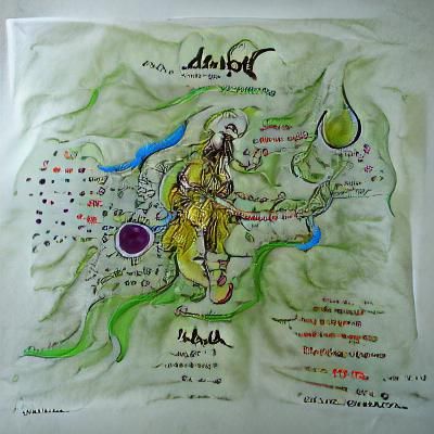 Detailed Arcane Map of Dolhari in Pen and Ink