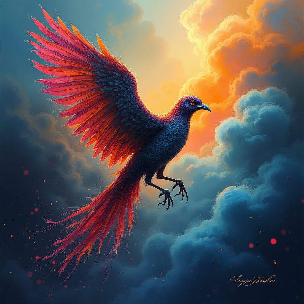 Bird in Abstract Dreamscape: Kandinsky-Inspired Surrealism