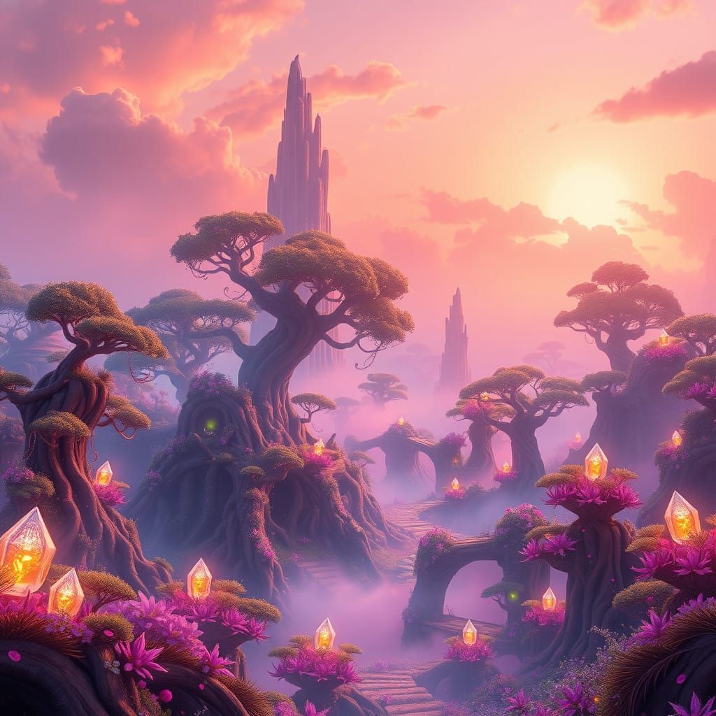 Dreamlike Boba Landscapes in Vibrant, Iridescent Hues