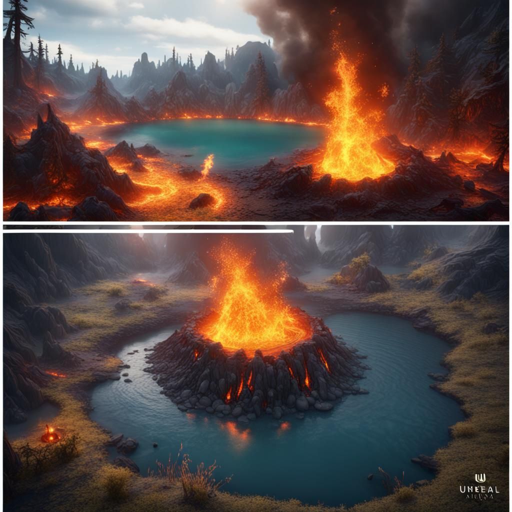 Infernal Lake: A Fantasy Concept Art