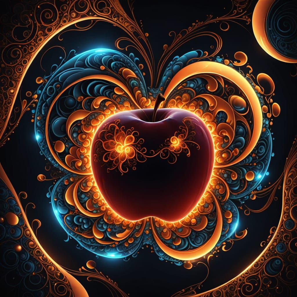 Luminescent Apple Inferno in Vibrant Digital Art