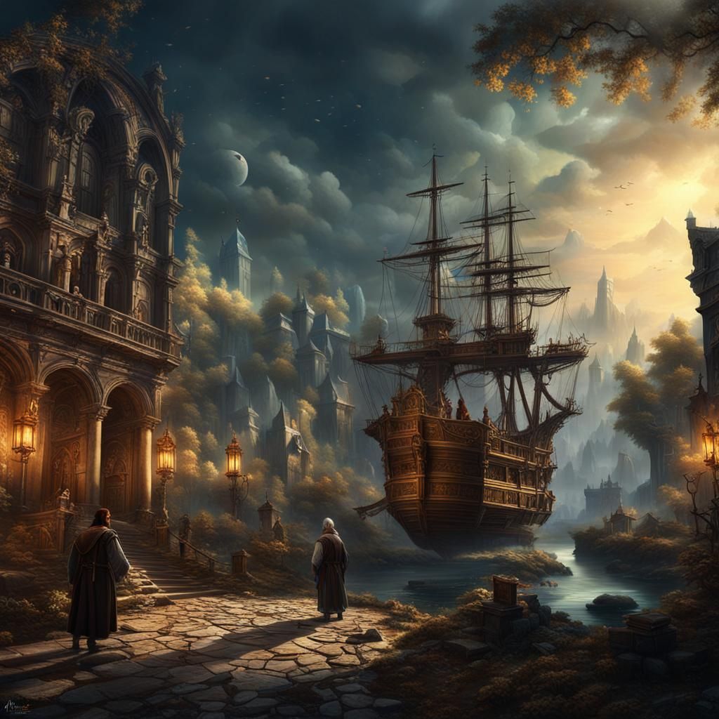 Fantastical Detailed Matte Painting in Deep Color