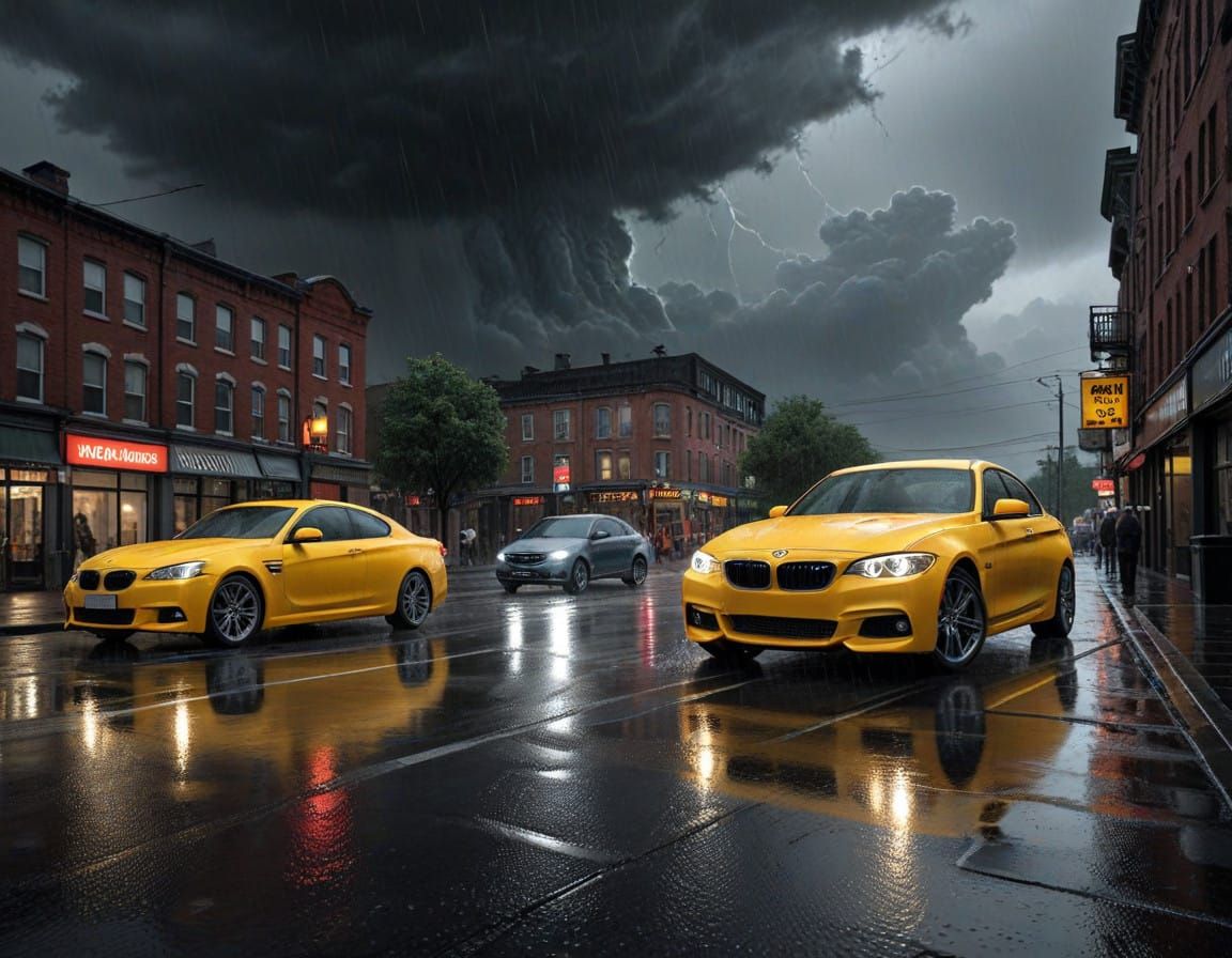 Hyperrealistic Rain Storm in Selective Coloring