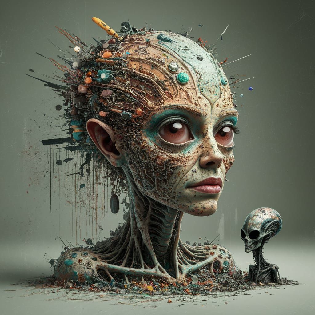 Surreal Digital Collage with Alien Touch