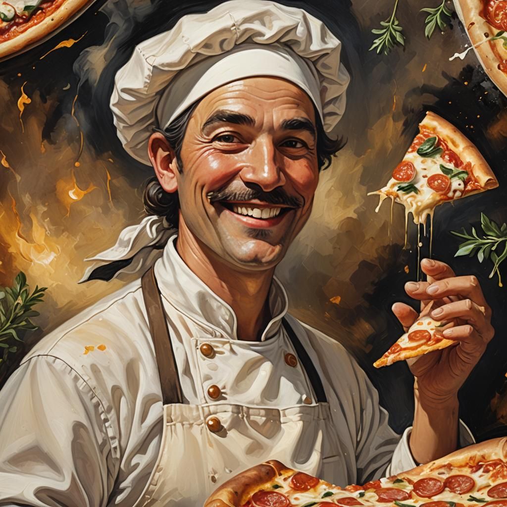 Pizza Chef Tarot Card in Dutch Master Style