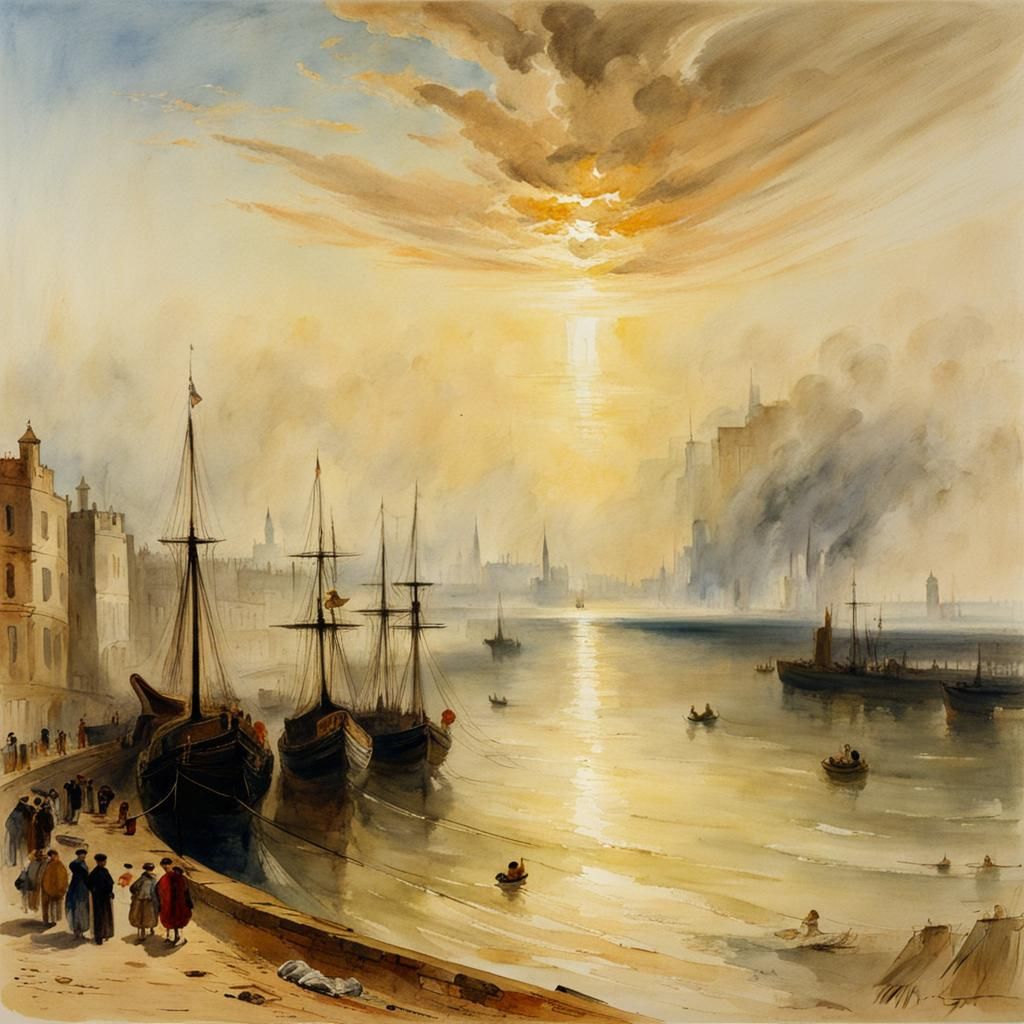 Margate Watercolor Painting in Romantic Style