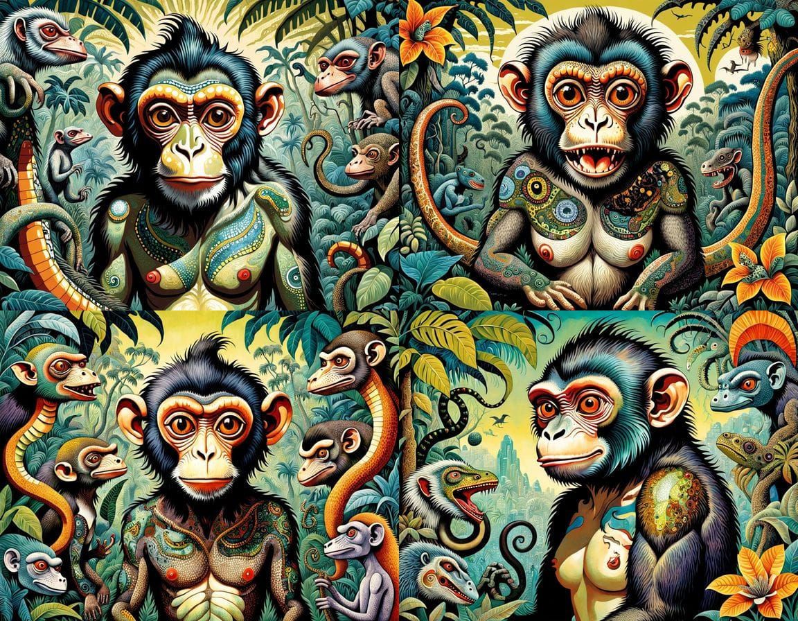 Whimsical Horror in Vibrant Jungle Colors