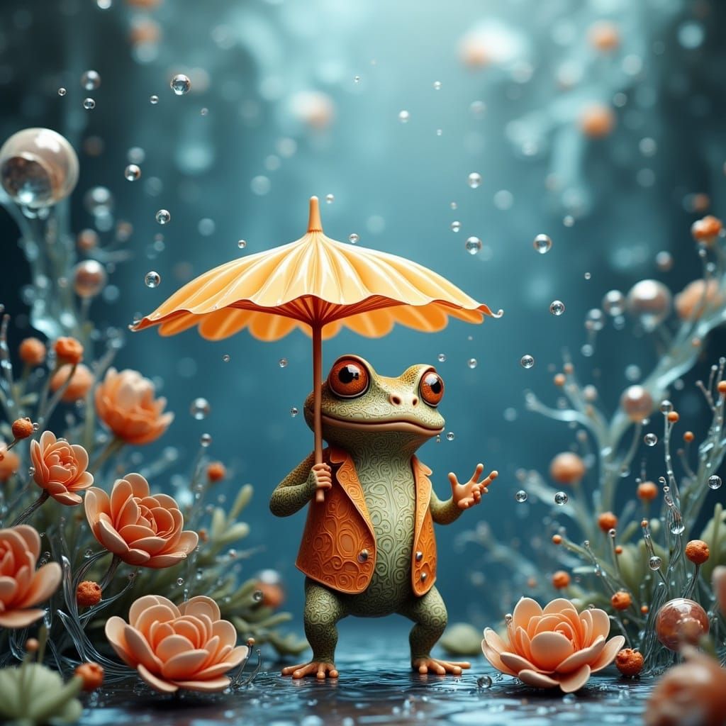 <lora:Magical Water Flux:1.0> Caught in the rain