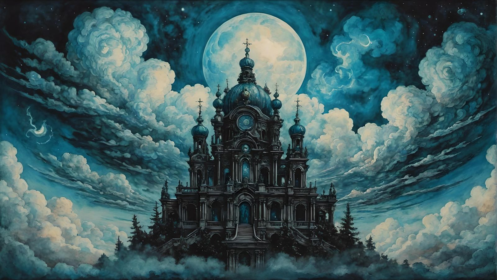 Macabre Castle in a Holographic Dreamscape