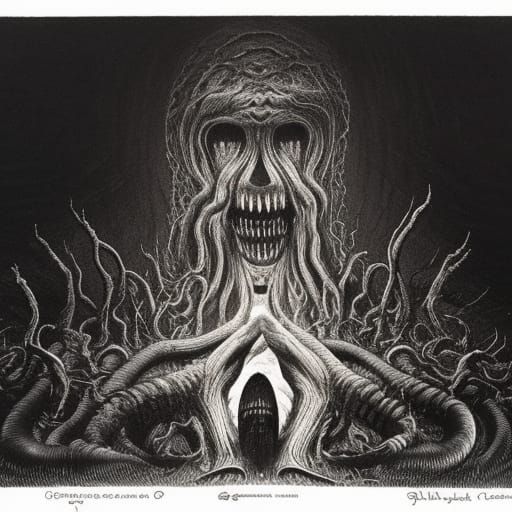 Ominous Altar of Monsters in Dark Fantasy Art