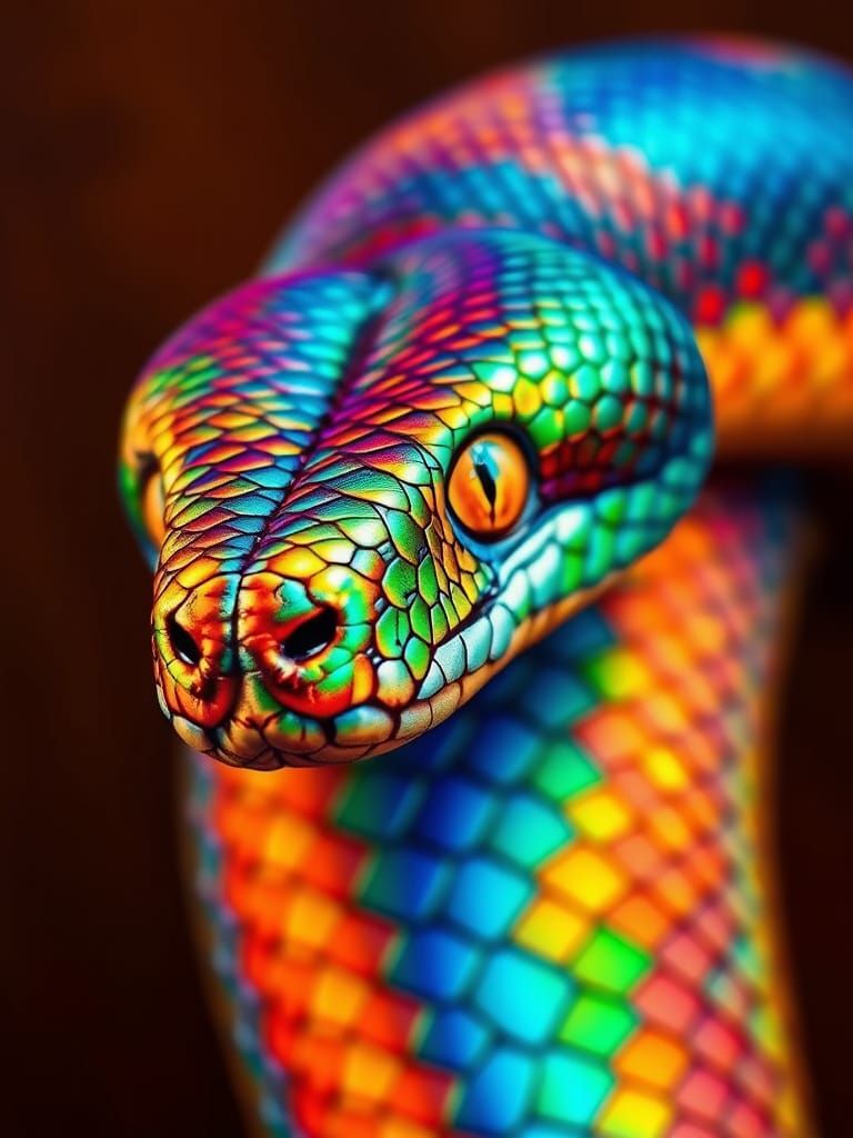 Ethereal Iridescent Snake in a Dreamlike Atmosphere