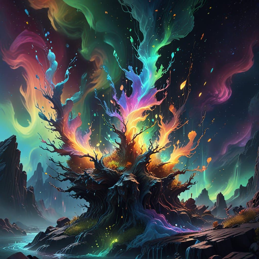 Ethereal Mental Health Concept Art with Aurora Borealis