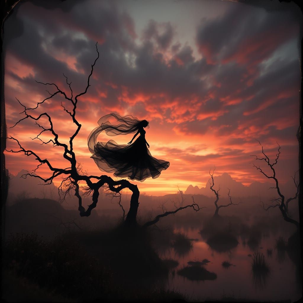 Banshee in Twilight Bog, Tin-Type Photo