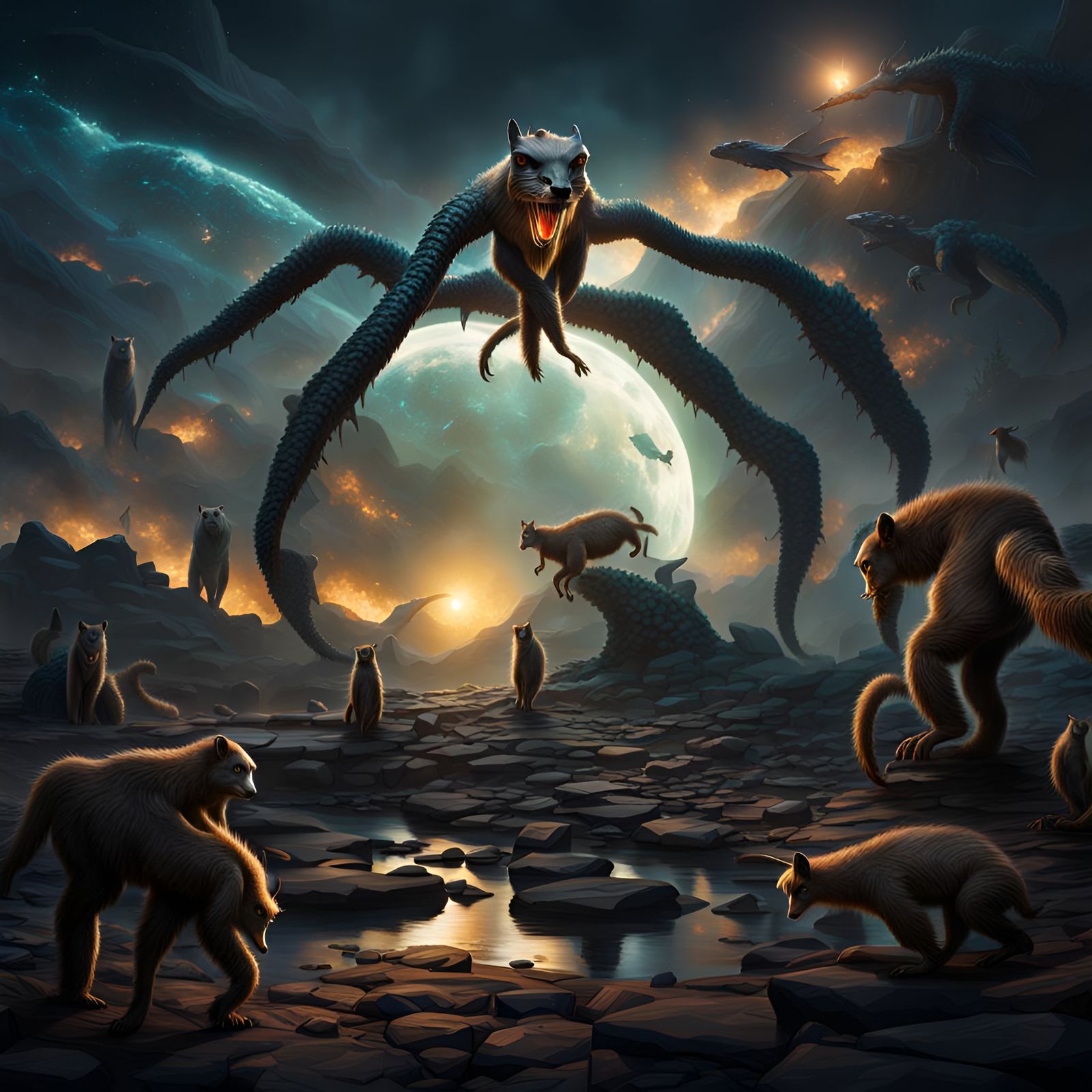 Strange Creatures Roam: Sharp Focus, Dynamic Lighting