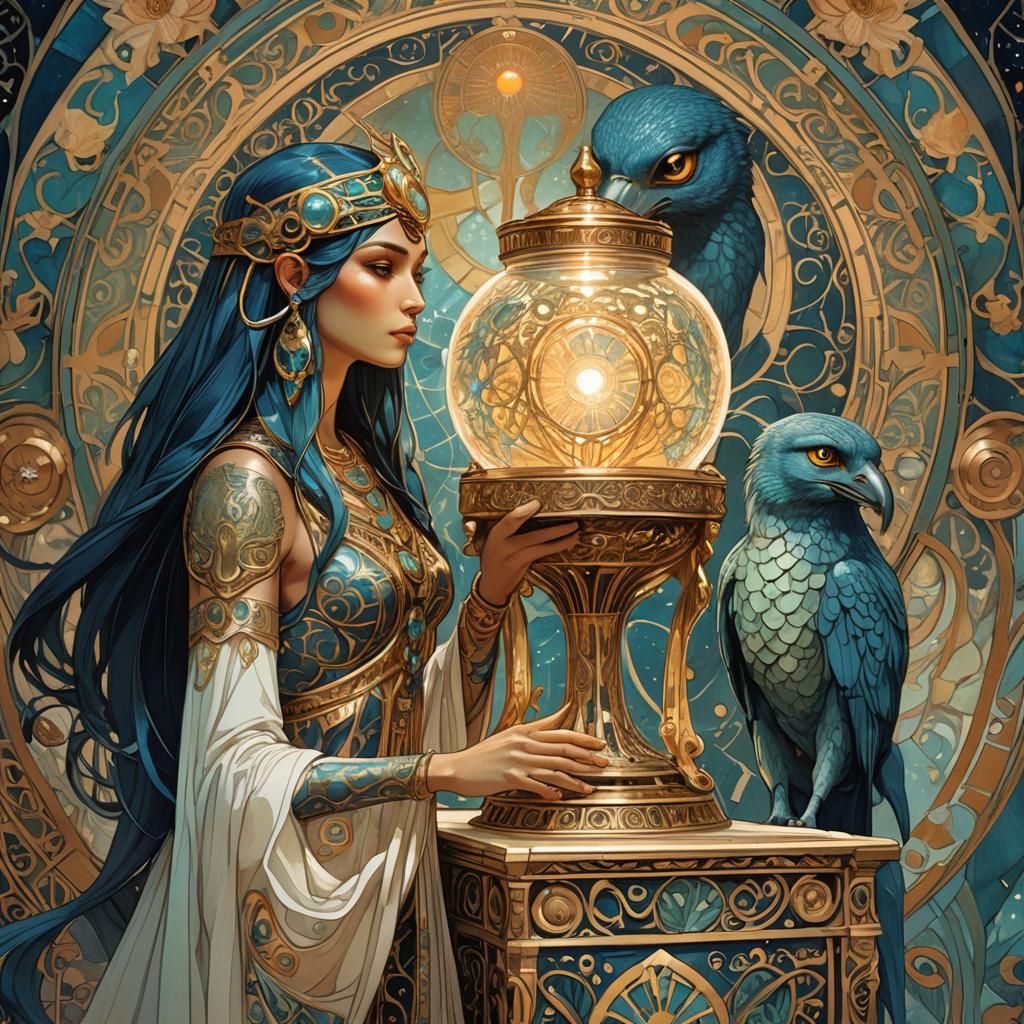 Thoth and Pandora's Mysterious Box-Jar: Art Nouveau Surreali...