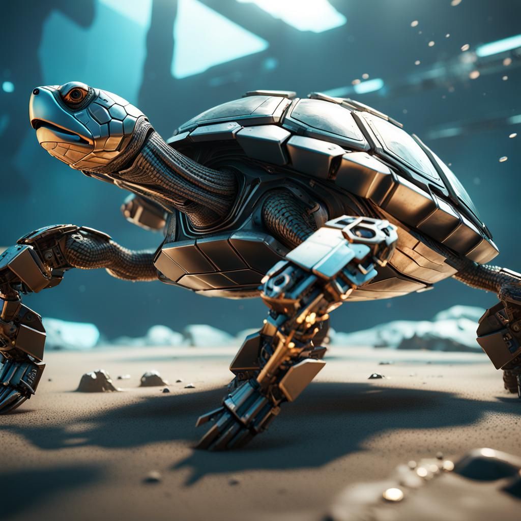 Sea Turtle Tank Attack in Sci-Fi Style