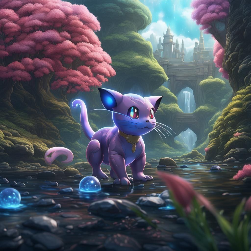 Detailed Matte Painting of Pokémon Mew