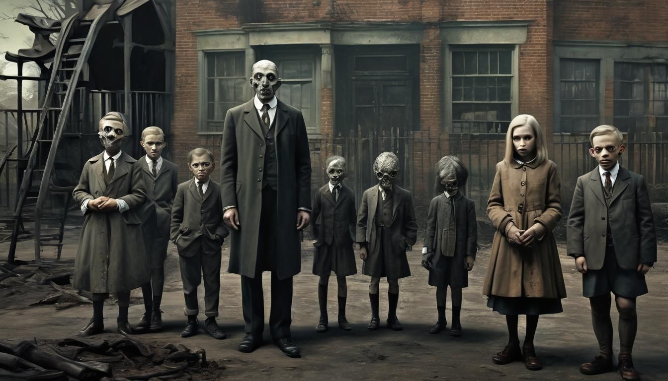 Lovecraftian Surrealist Painting of Sinister Children