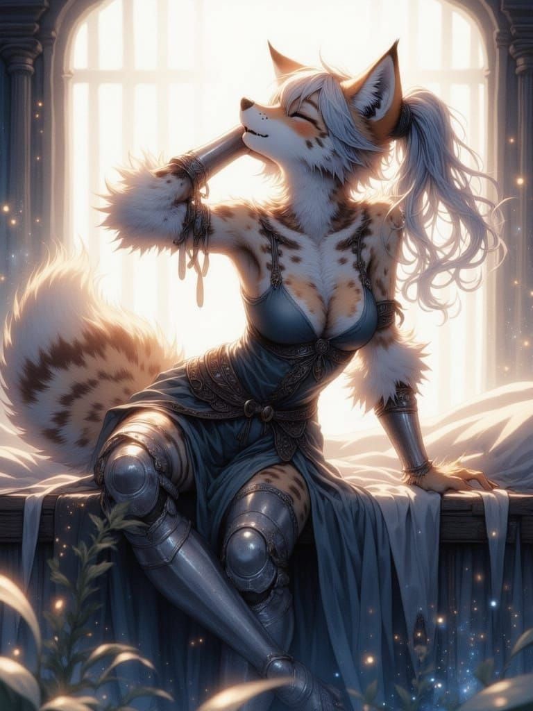 Anthropomorphic Fox in Anime Style with Tiger Stripes