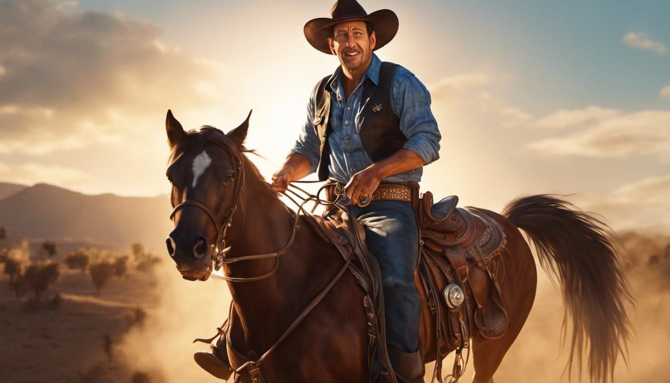 Adam Sandler as Cowboy in Photorealistic Western Art