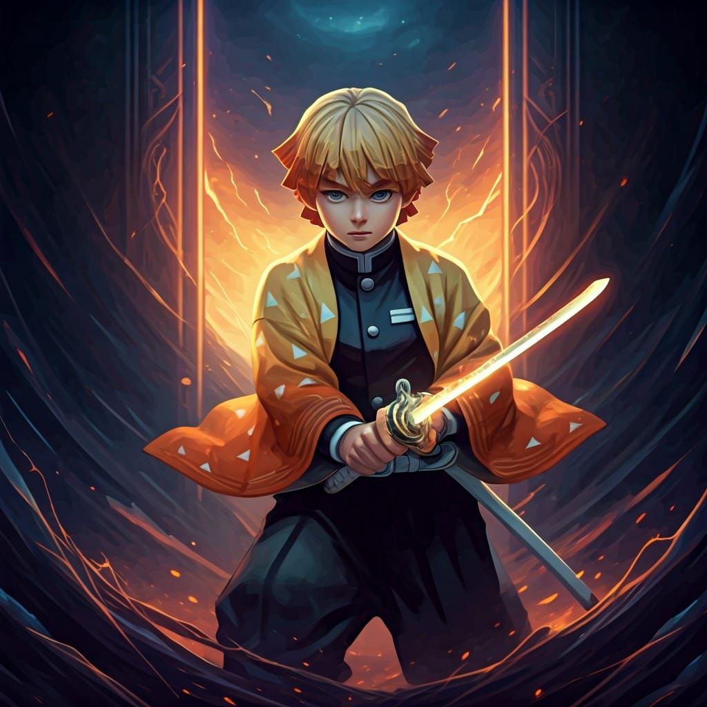 Zenitsu Agatsuma in God Mode with Electrifying Sword