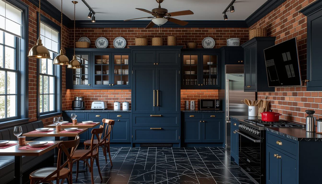 Victorian Kitchen with Modern Appliances Digital Matte Paint...