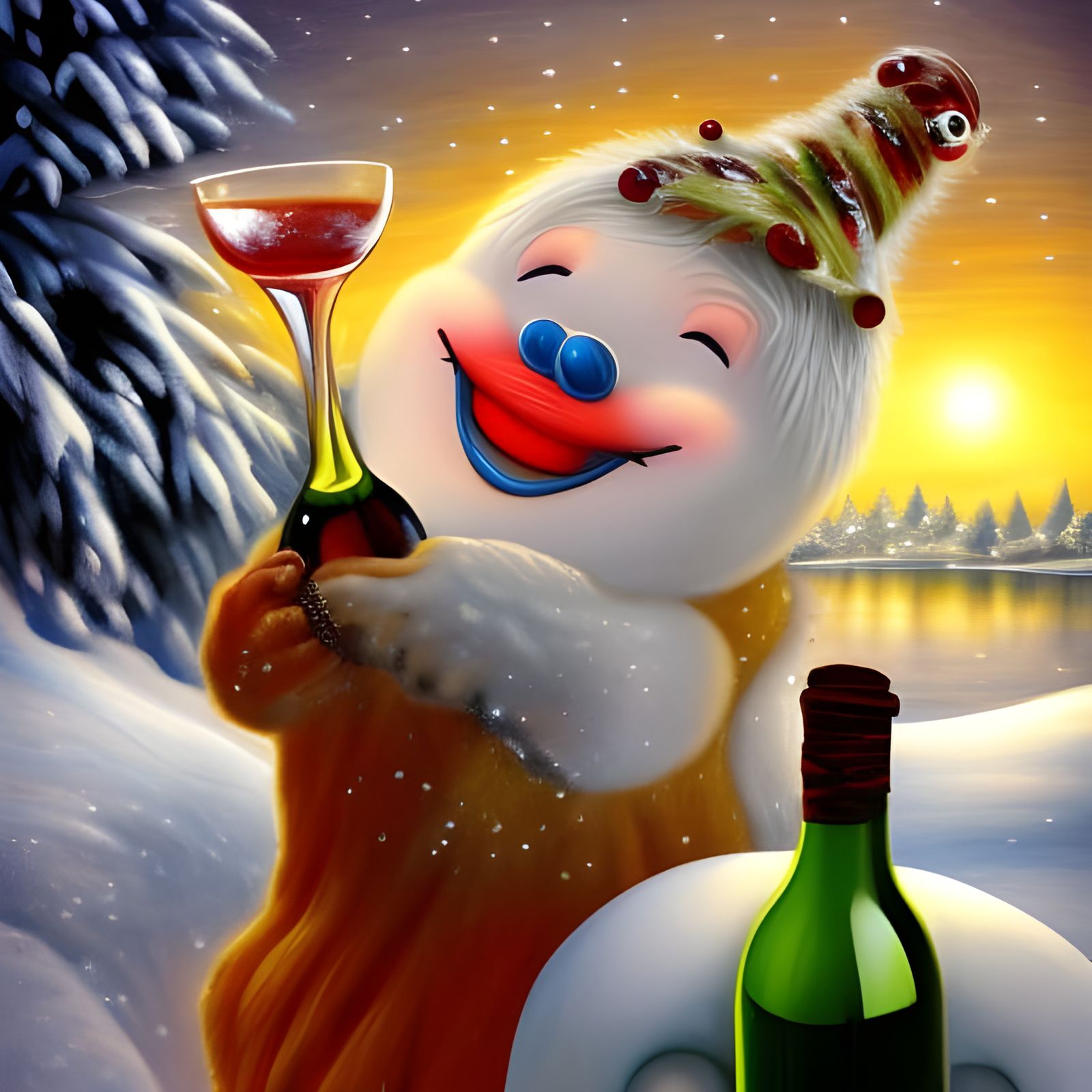 Drunk Snowman Party in Arctic Ice Cave