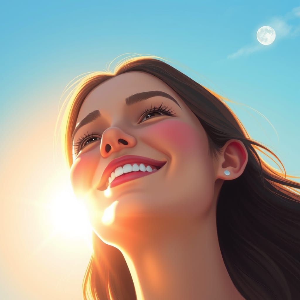 Joyful Face Under Smiling Sun, Digital Painting
