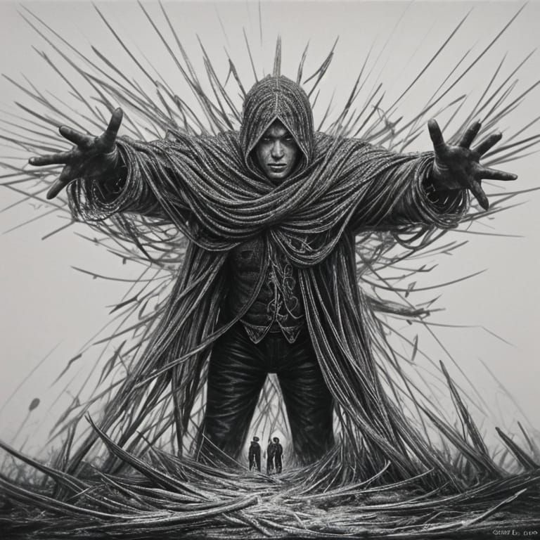 Frostbitten Wanderer in a Barren Landscape